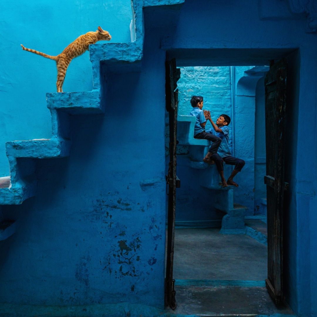 Two Worlds in Blue